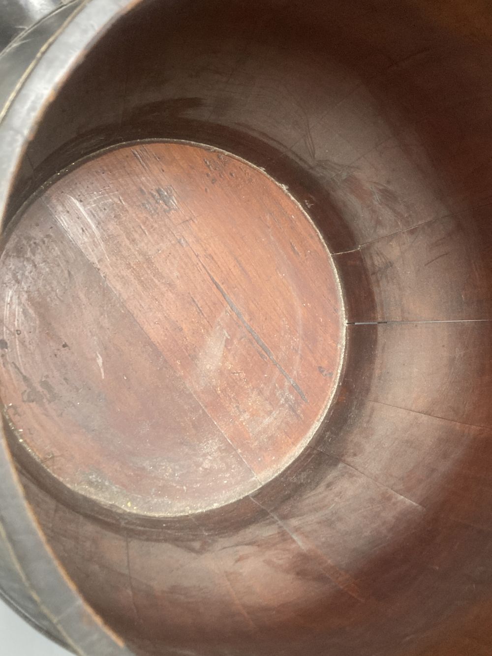 A Chinese coopered wood storage container, height 38cm